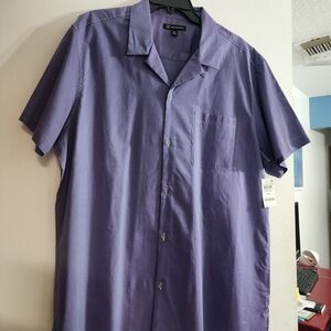 INC International Concepts Purple Short-Sleeve Camp Collar Shirt NWT